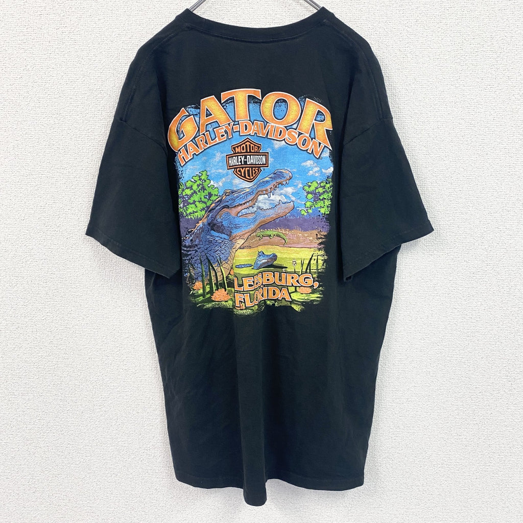 HARLEY DAVIDSON　ハーレーダビッドソン　半袖両面プリントTシャツ　黒　ブラック　XLサイズ
