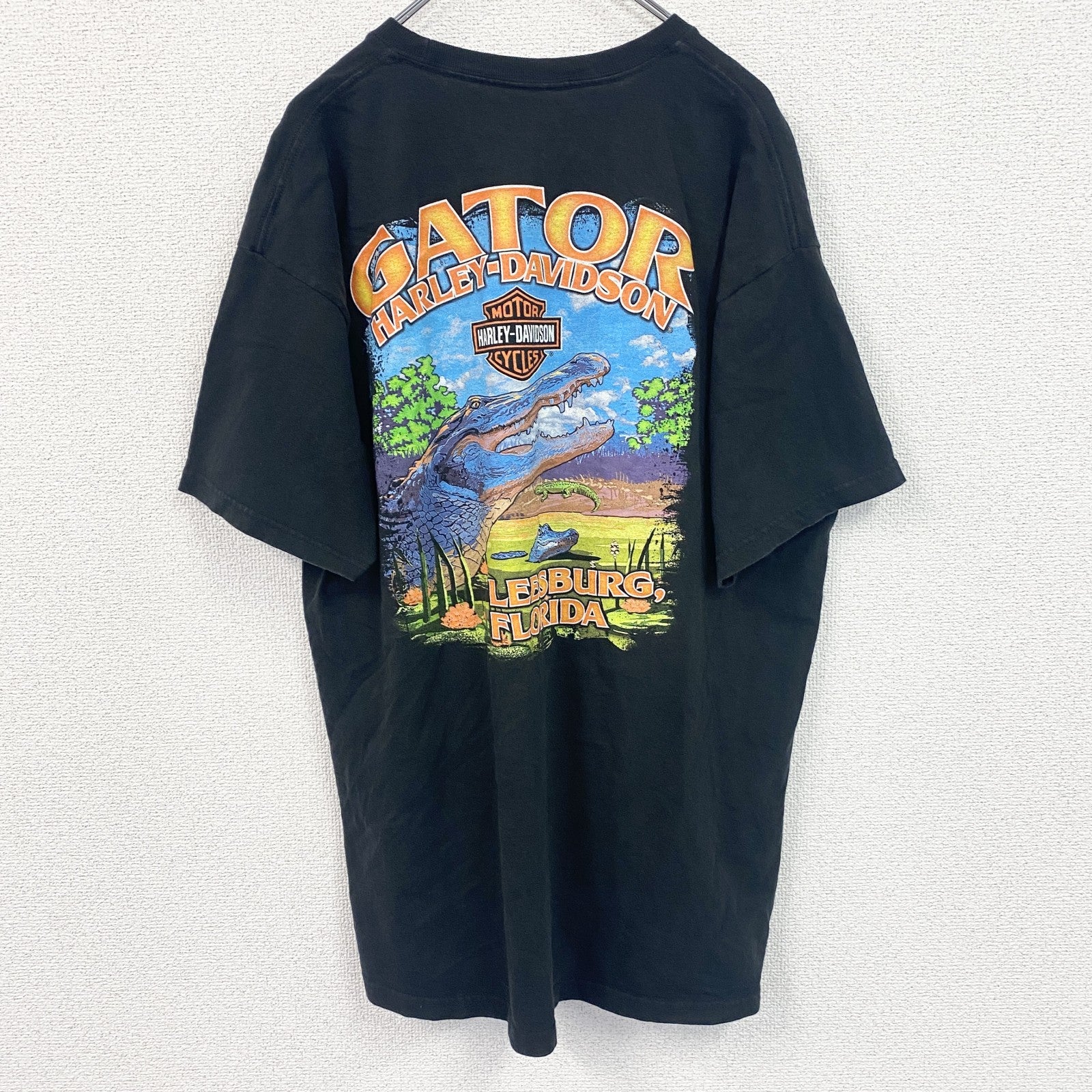 HARLEY DAVIDSON　ハーレーダビッドソン　半袖両面プリントTシャツ　黒　ブラック　XLサイズ