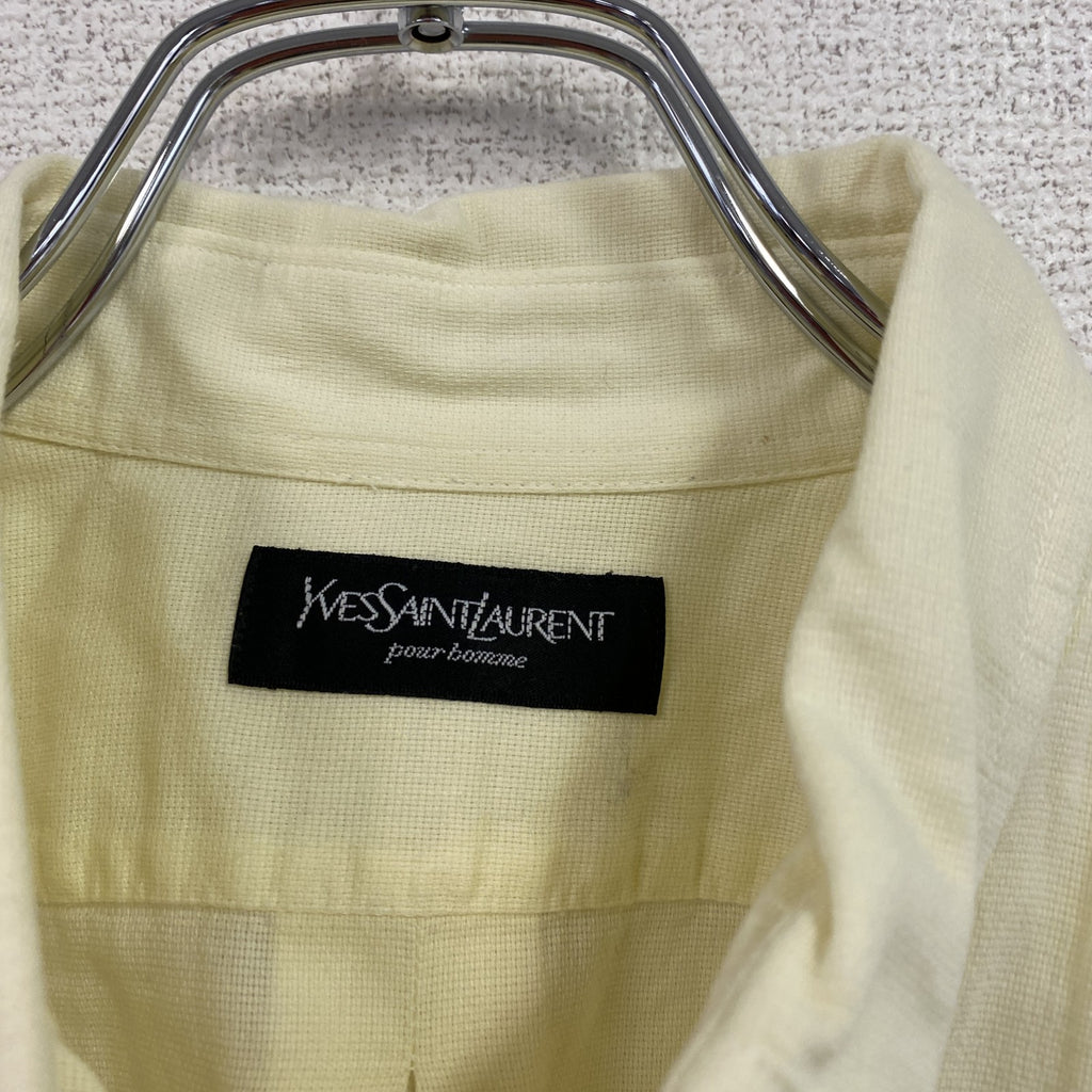 ～90s　Yves Saint Laurent　イヴサンローラン　半袖ボタンダウンシャツ　ヴィンテージ　イエロー