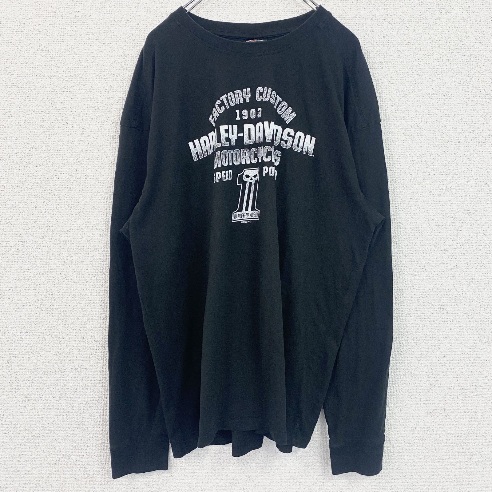 HARLEY DAVIDSON　ハーレーダビッドソン　長袖両面プリントTシャツ　黒　ブラック　3XLサイズ