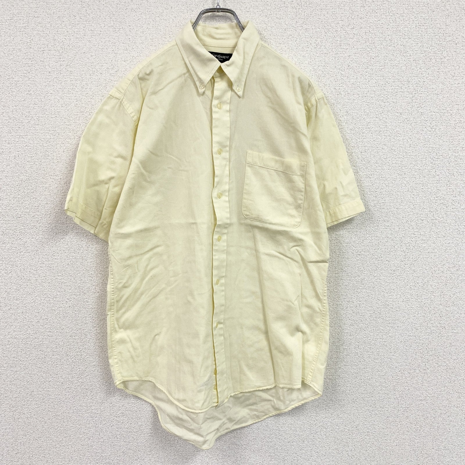 ～90s　Yves Saint Laurent　イヴサンローラン　半袖ボタンダウンシャツ　ヴィンテージ　イエロー