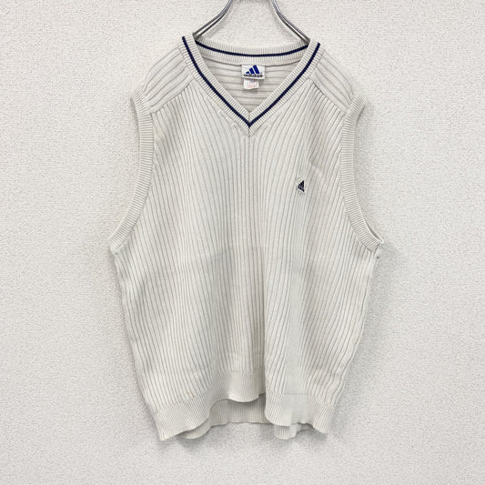 90s～　adidas　アディダス　コットンニットベスト　ヴィンテージ　白　ホワイト　5XOサイズ