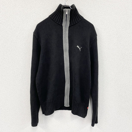 PUMA　プーマ　フルジップアクリルニットセーター　黒　ブラック　Lサイズ