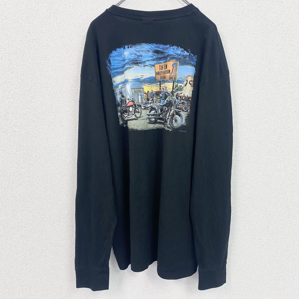 HARLEY DAVIDSON　ハーレーダビッドソン　長袖両面プリントTシャツ　黒　ブラック　3XLサイズ