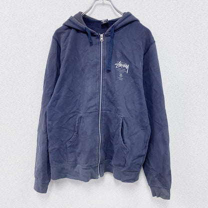 STUSSY　ステューシー　フルジップスウェットパーカー/フーディー　フェード　紺　ネイビー　Mサイズ