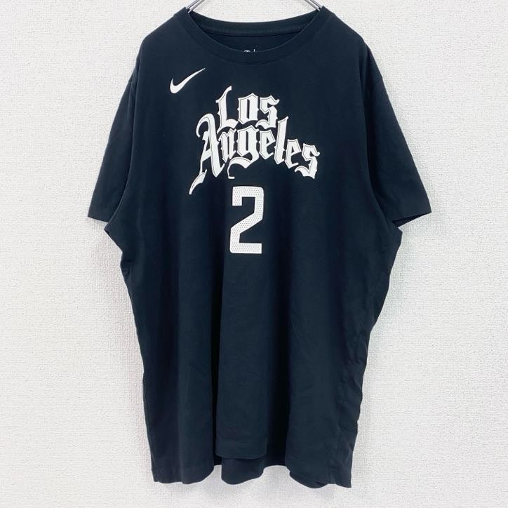 古着 used　NIKE　ナイキ　半袖プリントTシャツ　カワイ・レナード　クリッパーズ　クルーネック　黒　ブラック　XXLサイズ