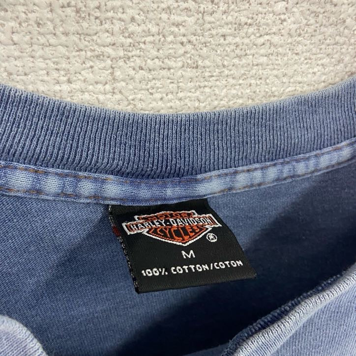 00s　HARLEY DAVIDSON　ハーレーダビッドソン　半袖プリントTシャツ　USA製　青　ブルー　Mサイズ