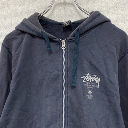 STUSSY　ステューシー　フルジップスウェットパーカー/フーディー　フェード　紺　ネイビー　Mサイズ