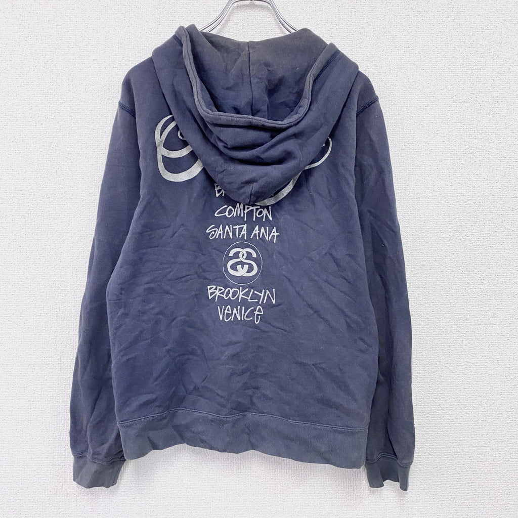 STUSSY　ステューシー　フルジップスウェットパーカー/フーディー　フェード　紺　ネイビー　Mサイズ