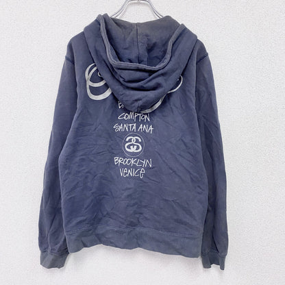 STUSSY　ステューシー　フルジップスウェットパーカー/フーディー　フェード　紺　ネイビー　Mサイズ