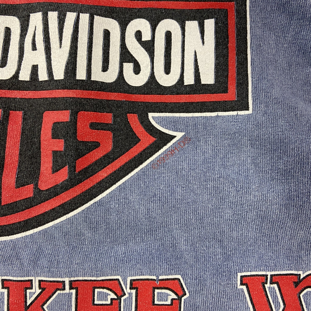 00s　HARLEY DAVIDSON　ハーレーダビッドソン　半袖プリントTシャツ　USA製　青　ブルー　Mサイズ