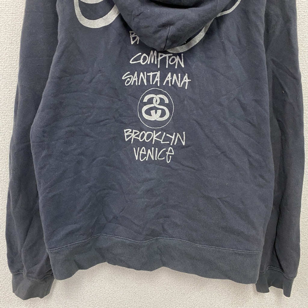 STUSSY　ステューシー　フルジップスウェットパーカー/フーディー　フェード　紺　ネイビー　Mサイズ