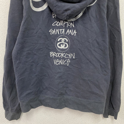 STUSSY　ステューシー　フルジップスウェットパーカー/フーディー　フェード　紺　ネイビー　Mサイズ