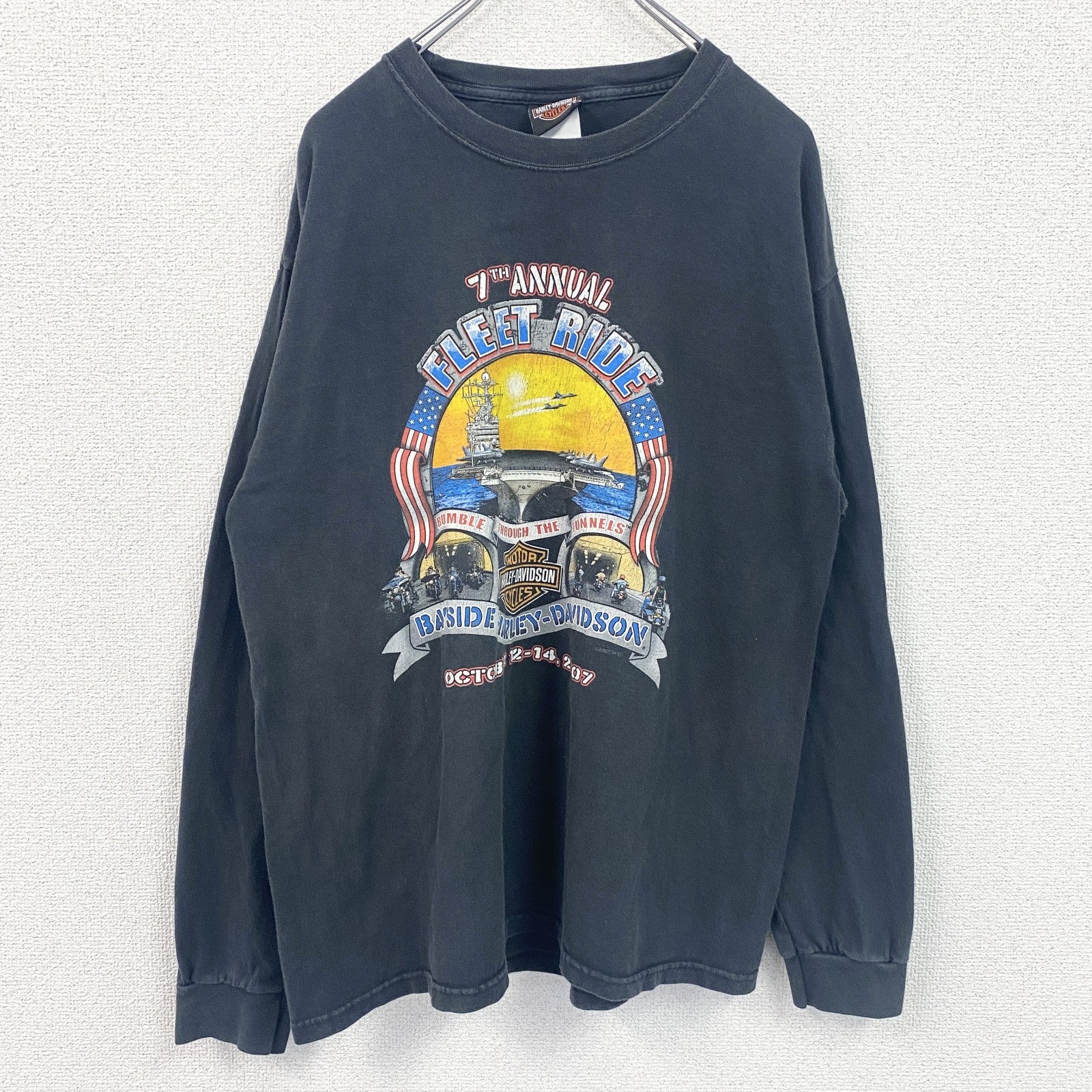 00s　HARLEY DAVIDSON　ハーレーダビッドソン　長袖両面プリントTシャツ　黒　ブラック　Lサイズ