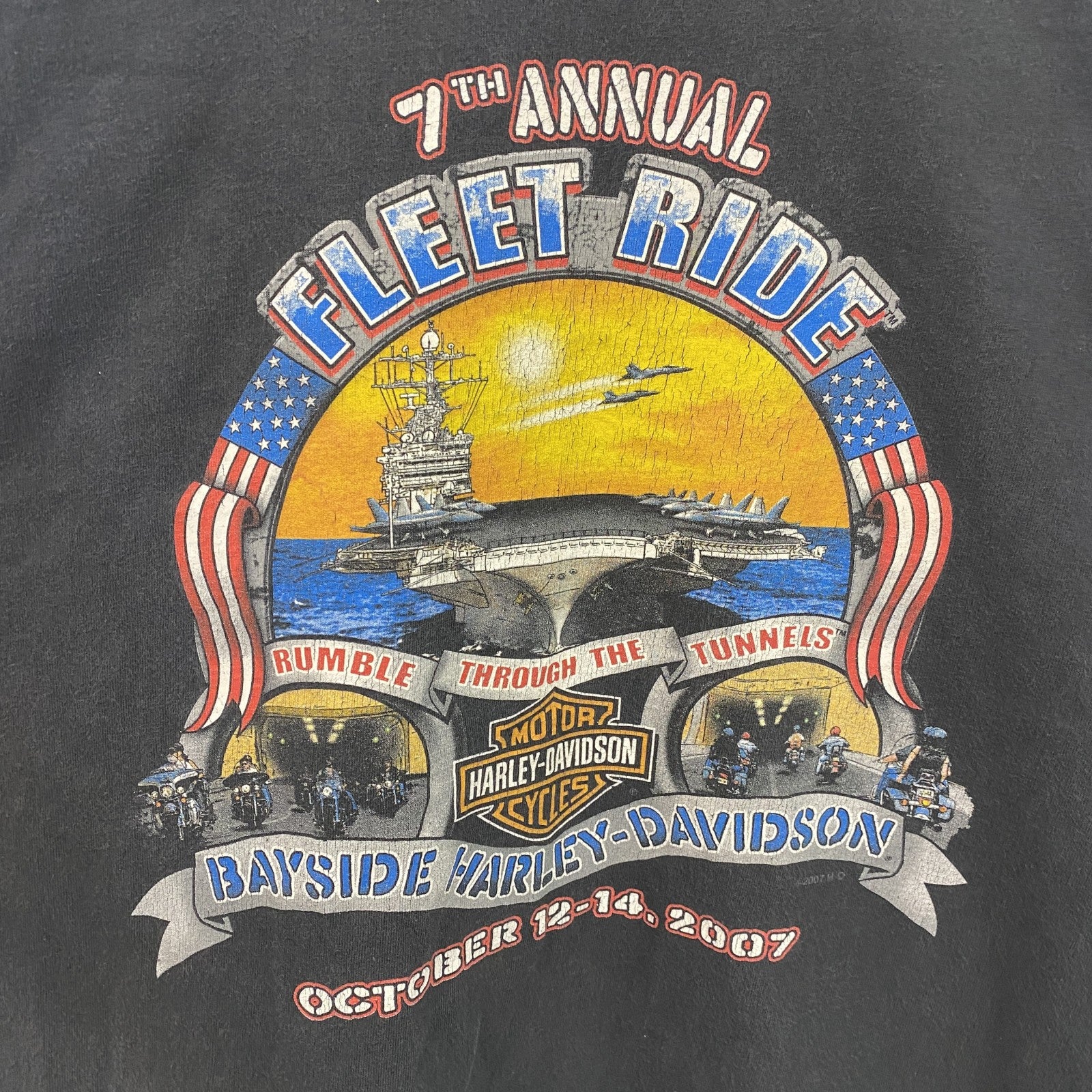 00s　HARLEY DAVIDSON　ハーレーダビッドソン　長袖両面プリントTシャツ　黒　ブラック　Lサイズ