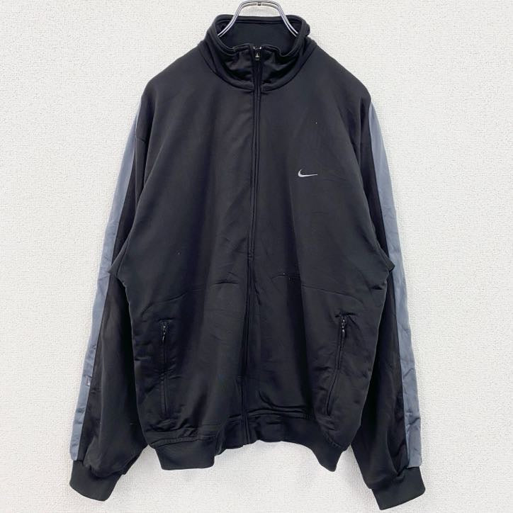 古着 used　～00s　NIKE　ナイキ　長袖トラックジャケット　フルジップジャージ　ワンポイントロゴ　黒　ブラック　Sサイズ