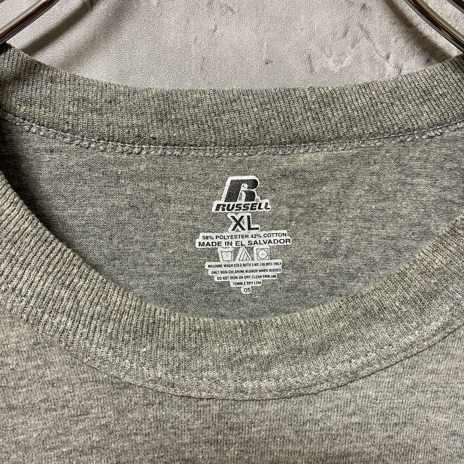 古着 used　RUSSELL　ラッセル　リンカーン大学　半袖カレッジロゴプリントTシャツ　グレー　レトロデザイン　XLサイズ