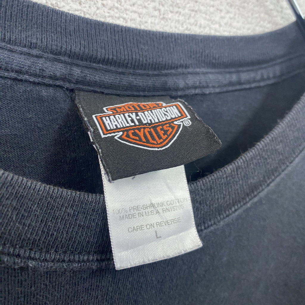00s　HARLEY DAVIDSON　ハーレーダビッドソン　長袖両面プリントTシャツ　黒　ブラック　Lサイズ