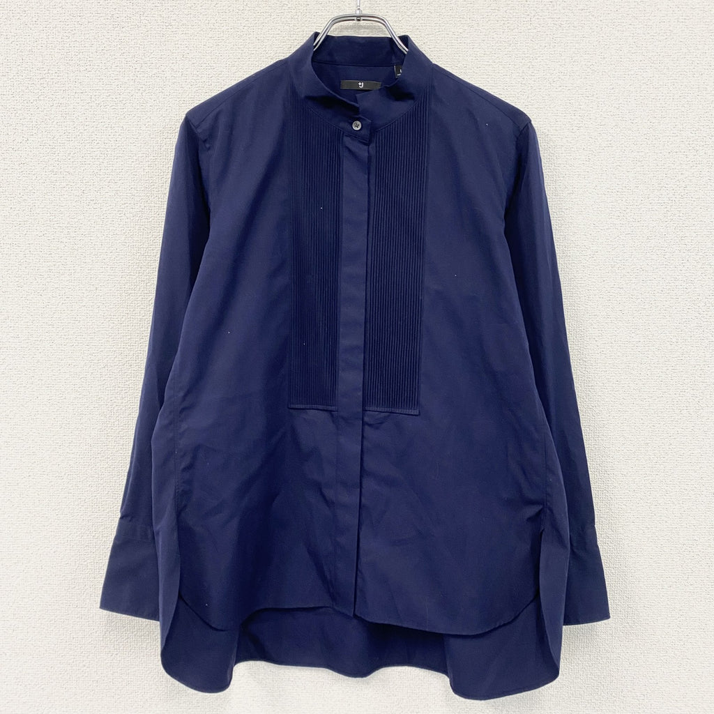 UNIQLO　ユニクロ　＋J　ジルサンダー　スーピマコットンピンタックシャツ　長袖シャツ　紺　ネイビー　Lサイズ