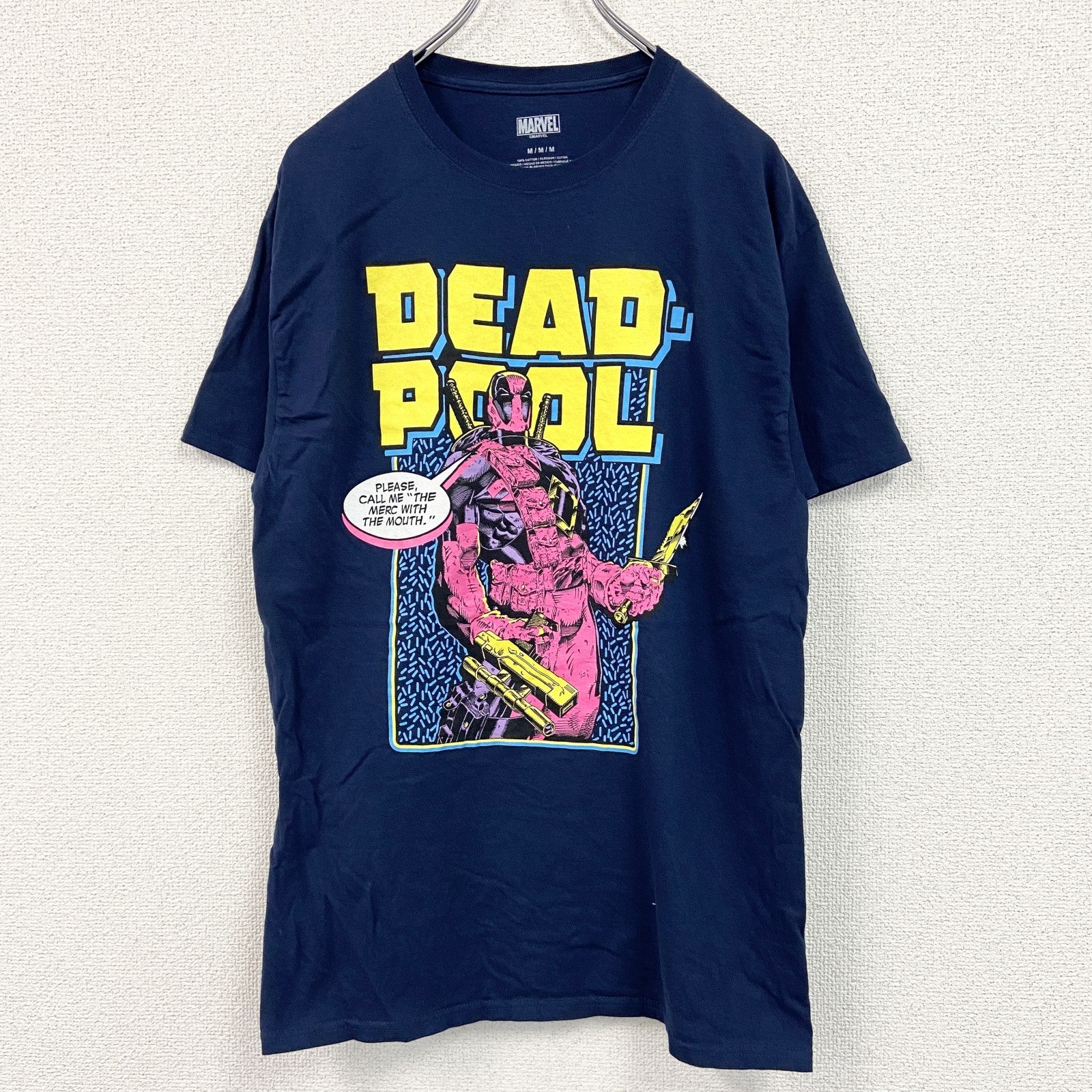 MARVEL　マーベル　半袖オリジナルアニメプリントTシャツ　紺　ネイビー　Mサイズ