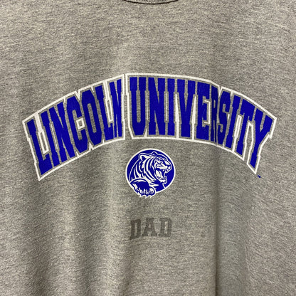 古着 used　RUSSELL　ラッセル　リンカーン大学　半袖カレッジロゴプリントTシャツ　グレー　レトロデザイン　XLサイズ