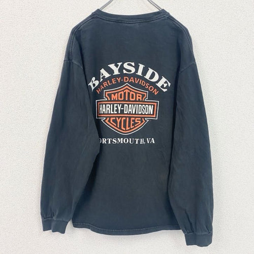 00s　HARLEY DAVIDSON　ハーレーダビッドソン　長袖両面プリントTシャツ　黒　ブラック　Lサイズ