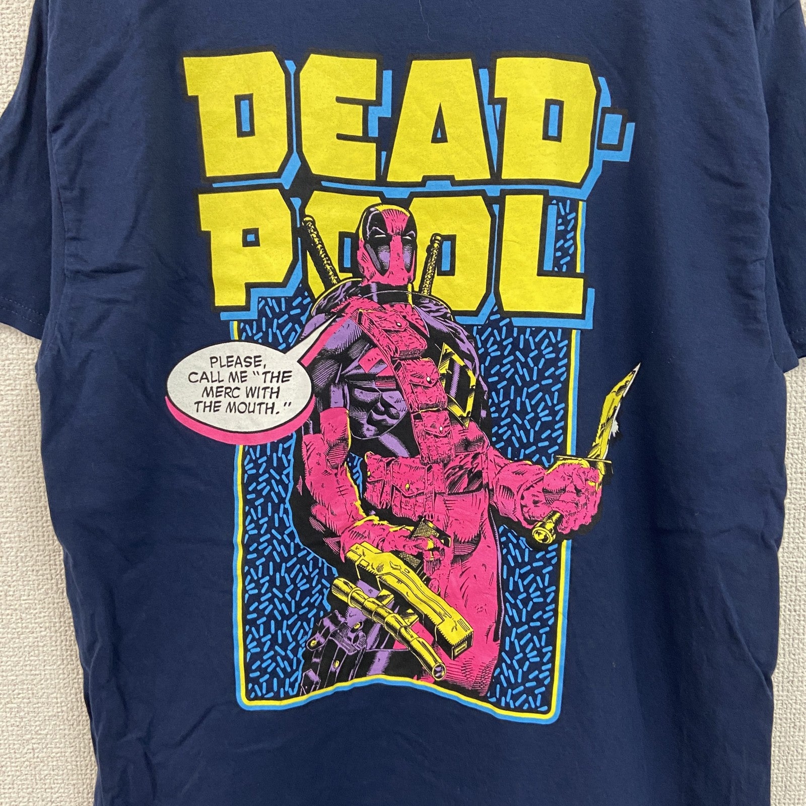 MARVEL　マーベル　半袖オリジナルアニメプリントTシャツ　紺　ネイビー　Mサイズ