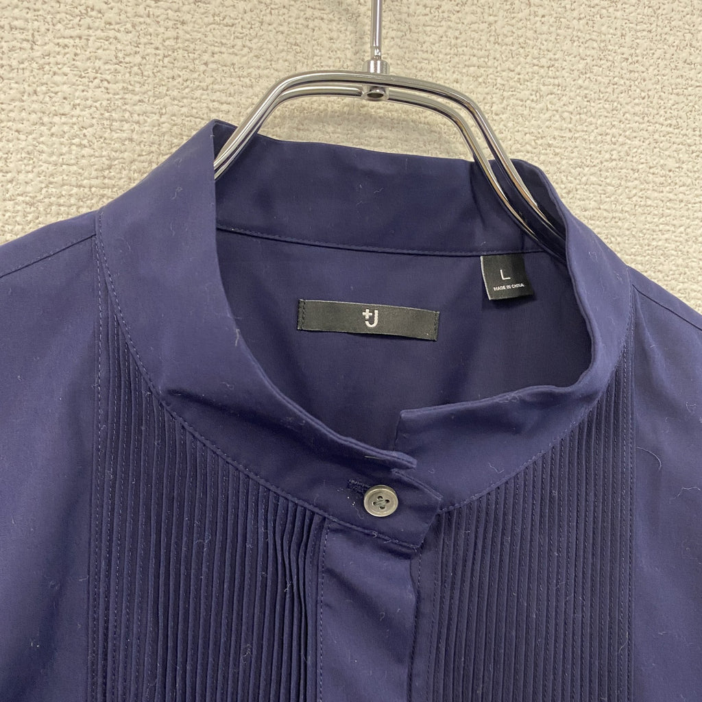 UNIQLO　ユニクロ　＋J　ジルサンダー　スーピマコットンピンタックシャツ　長袖シャツ　紺　ネイビー　Lサイズ