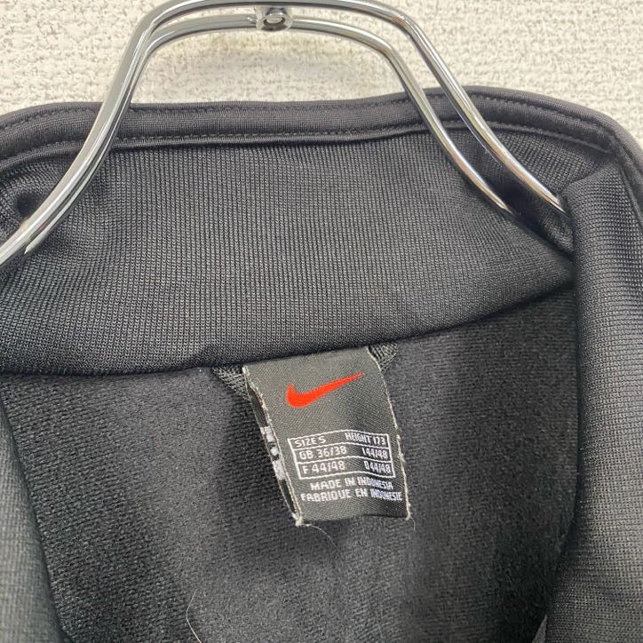 古着 used　～00s　NIKE　ナイキ　長袖トラックジャケット　フルジップジャージ　ワンポイントロゴ　黒　ブラック　Sサイズ