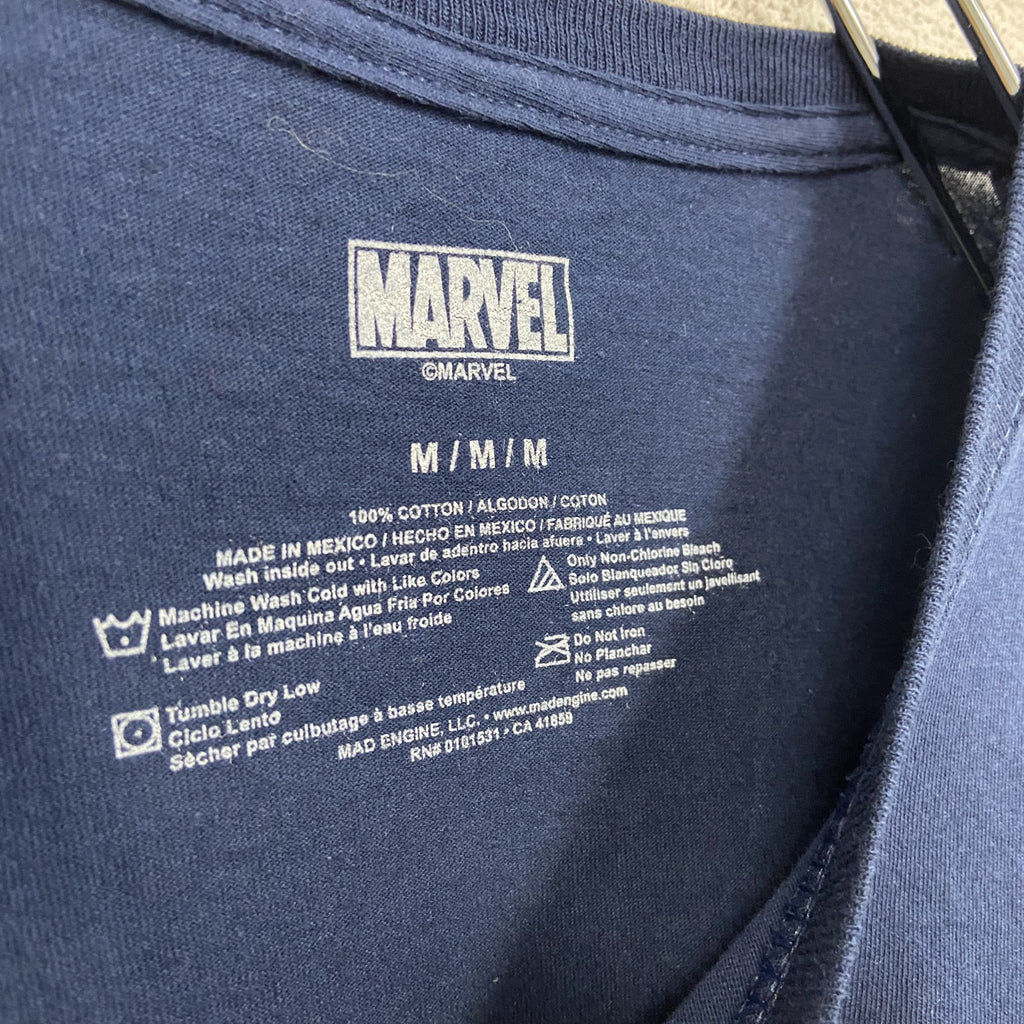 MARVEL　マーベル　半袖オリジナルアニメプリントTシャツ　紺　ネイビー　Mサイズ