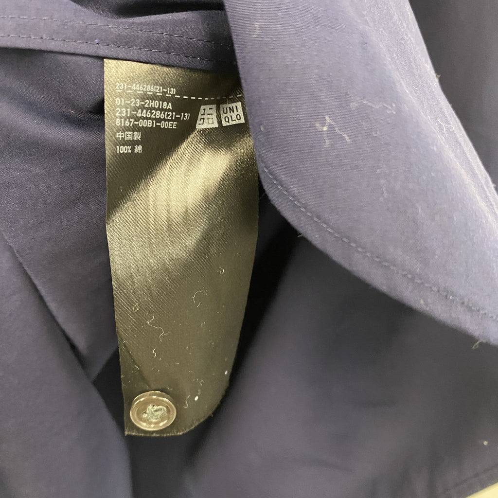 UNIQLO　ユニクロ　＋J　ジルサンダー　スーピマコットンピンタックシャツ　長袖シャツ　紺　ネイビー　Lサイズ