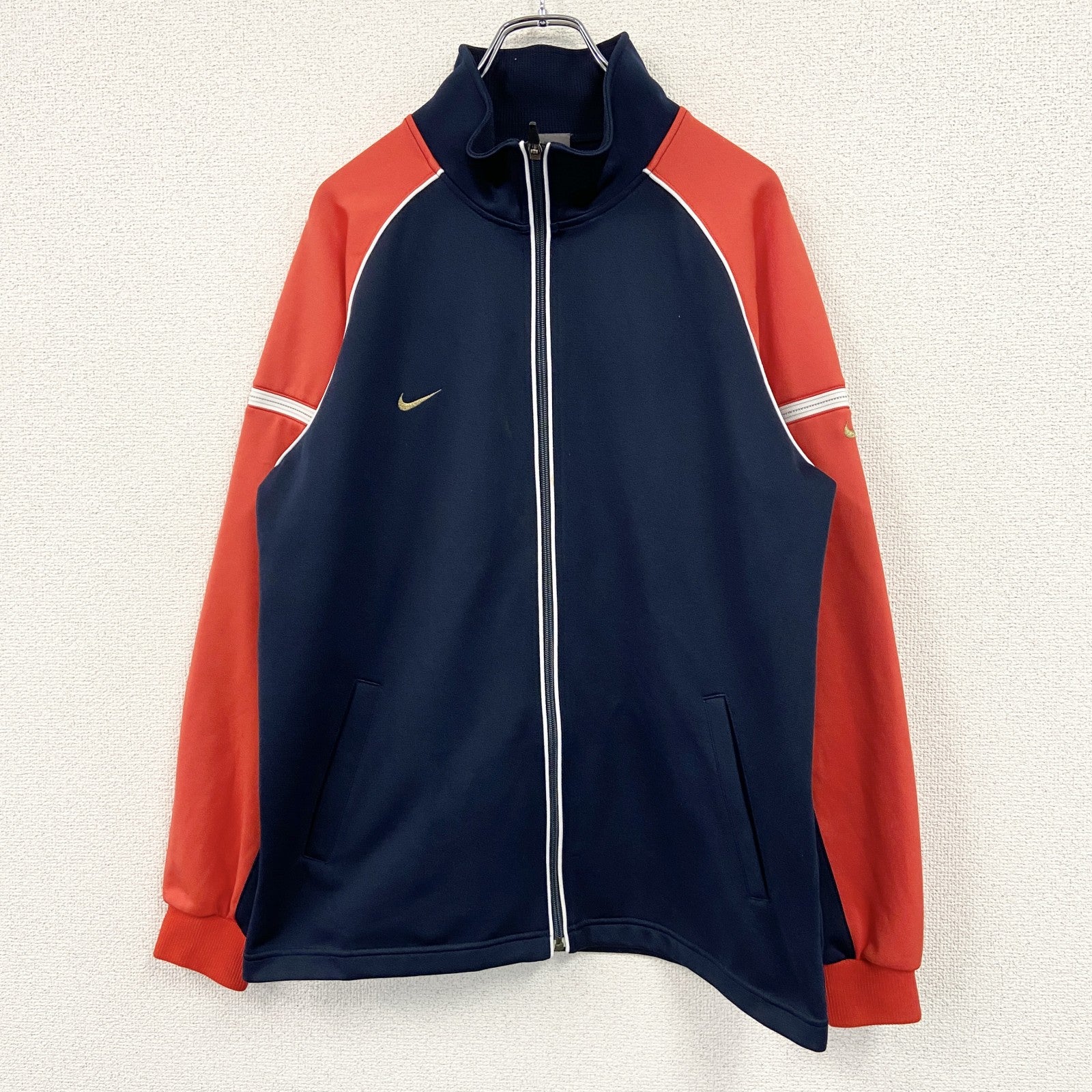 NIKE　ナイキ　トラックジャケット/ジャージ　刺繍ロゴ　紺　ネイビー　Lサイズ