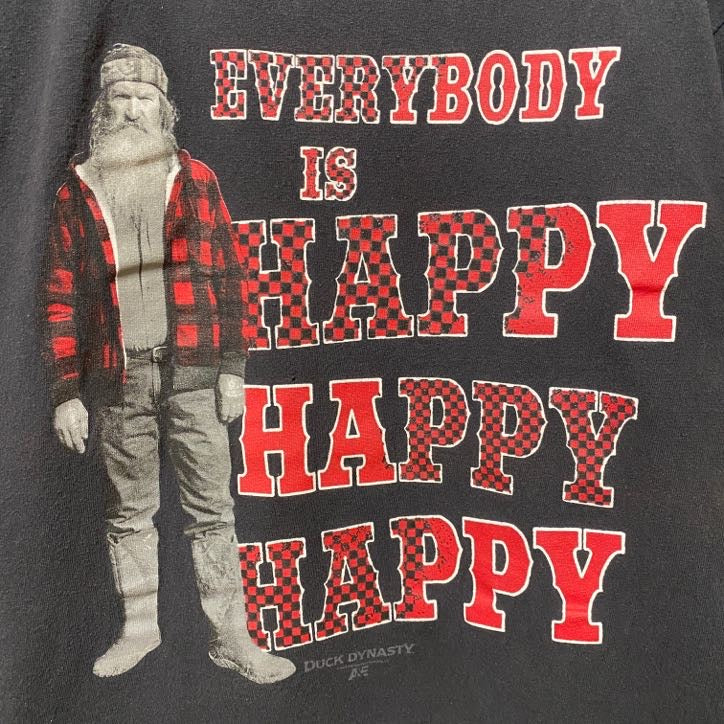 古着 used　DUCK DYNASTY　ダックダイナスティ　海外TV　半袖プリントTシャツ　黒　ブラック　レトロデザイン