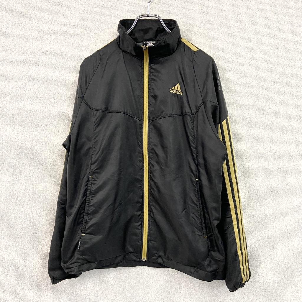 adidas　アディダス　トラックジャケット/ジャージ　刺繍ロゴ　黒　ブラック　Mサイズ