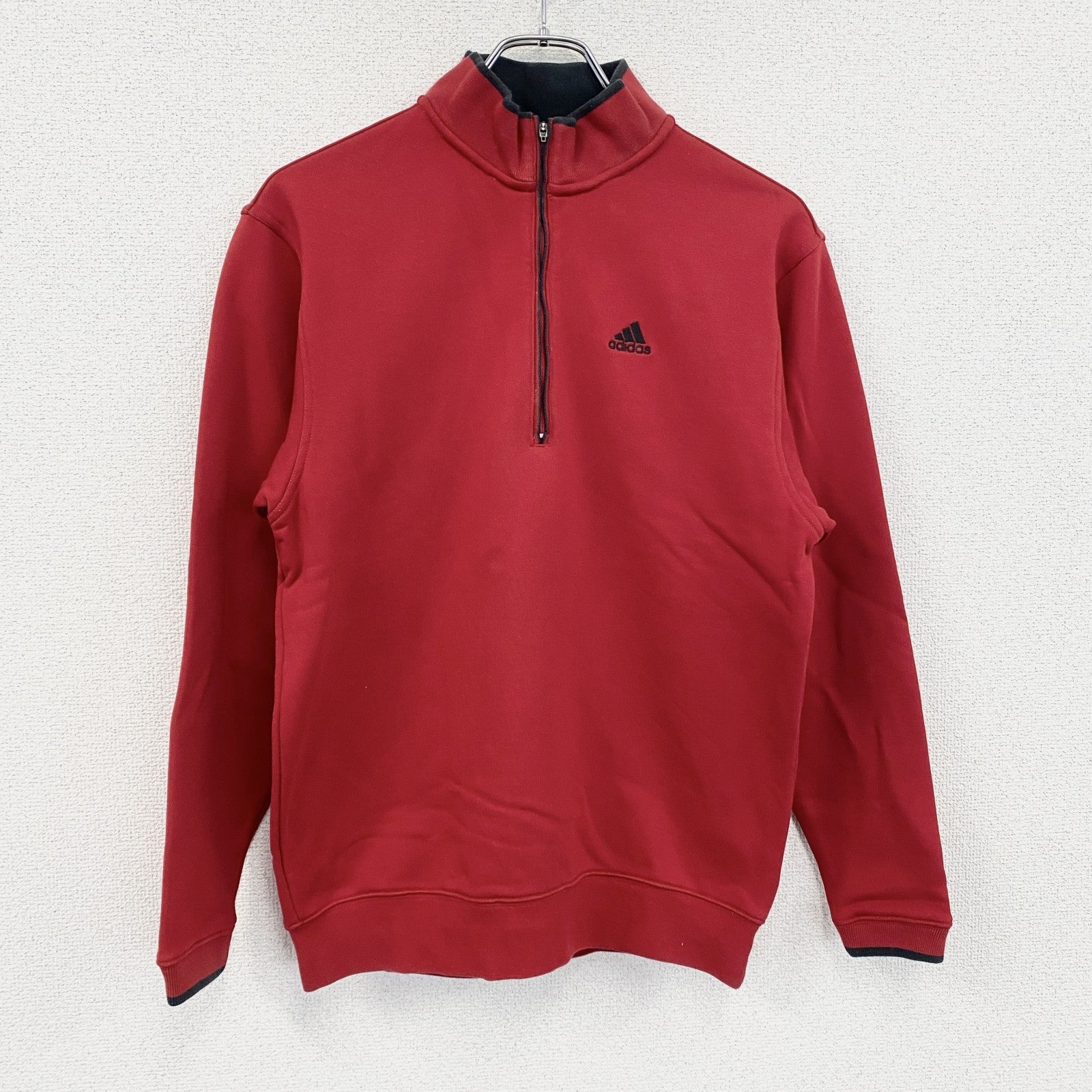 00s　adidas golf　アディダスゴルフ　ハーフジップスウェット/トレーナー　パフォーマンスロゴ　赤　レッド　Sサイズ