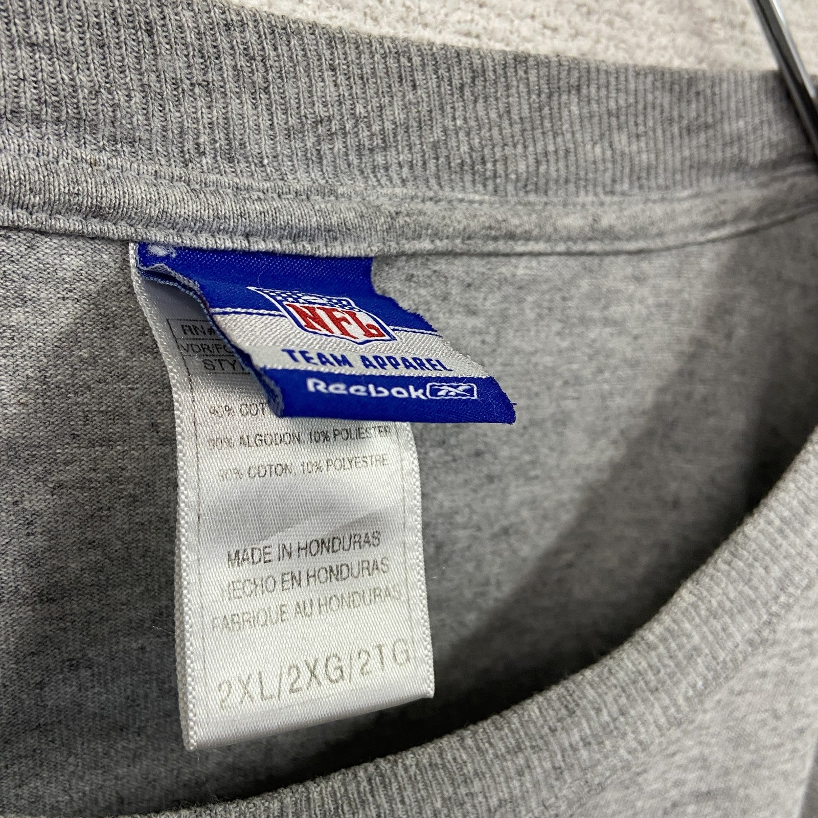 Reebok　リーボック　NFL　Dallas Cowboys　半袖プリントTシャツ　クルーネック　灰色　グレー　2XLサイズ