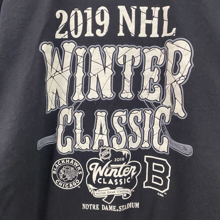古着 used　Champion　チャンピオン　半袖プリントTシャツ　NHL　ウィンタークラシック　黒　ブラック　Lサイズ