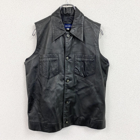 00s　BEAMS　ビームス　ラムレザーベスト　ヴィンテージ　黒　ブラック　Ｍサイズ