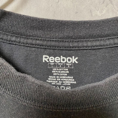 古着 used　Reebok　リーボック　半袖プリントTシャツ　黒　ブラック　レトロ　デザイン　個性的　クルーネック　春夏服