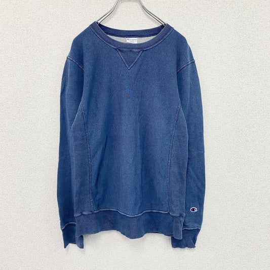 Champion　チャンピオン　リバースウィーブ　スウェット/トレーナー　前V　刺繍ロゴ　トリコタグ　復刻　インディゴ　Lサイズ