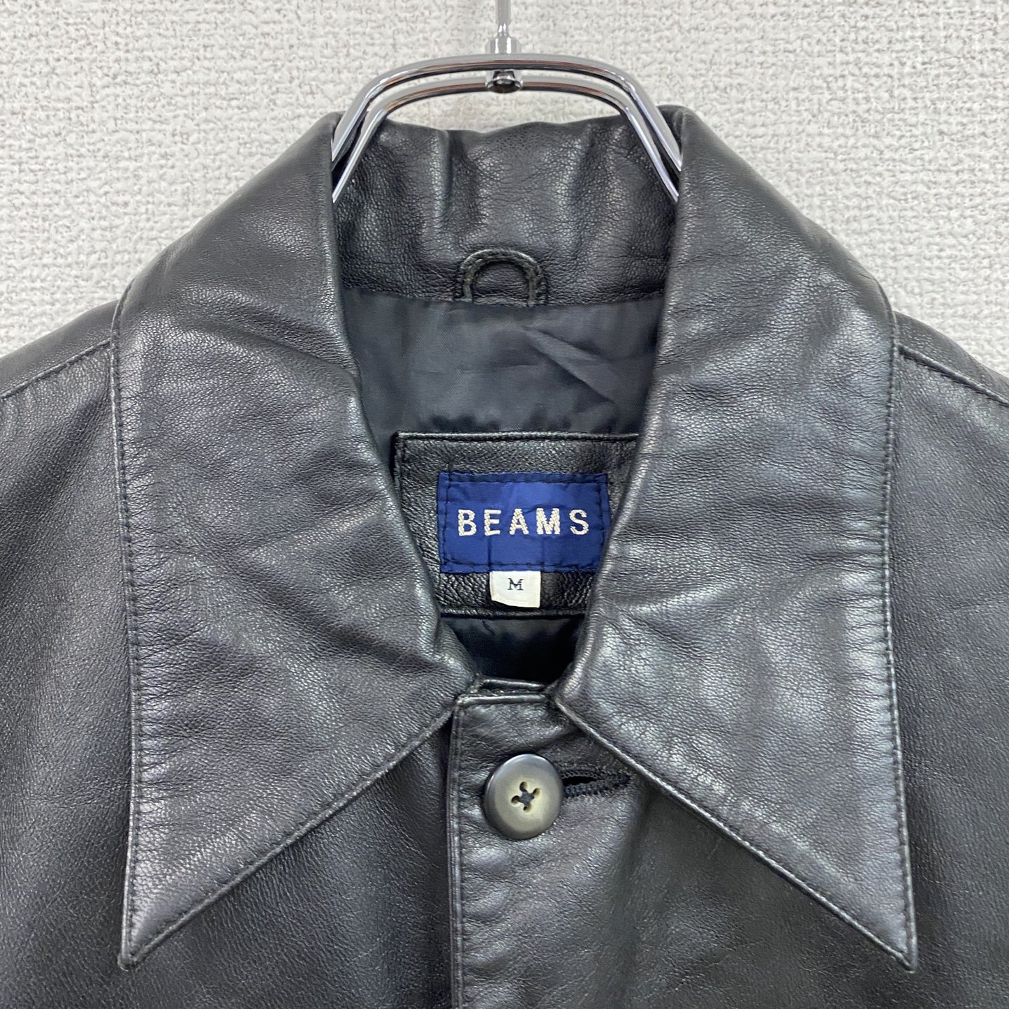 00s　BEAMS　ビームス　ラムレザーベスト　ヴィンテージ　黒　ブラック　Ｍサイズ