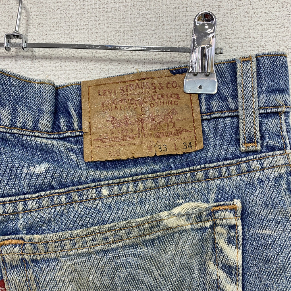 ～90s　Levi’s　リーバイス　510　デニムパンツ　ヴィンテージ　縦落ち　インディゴ　W33サイズ
