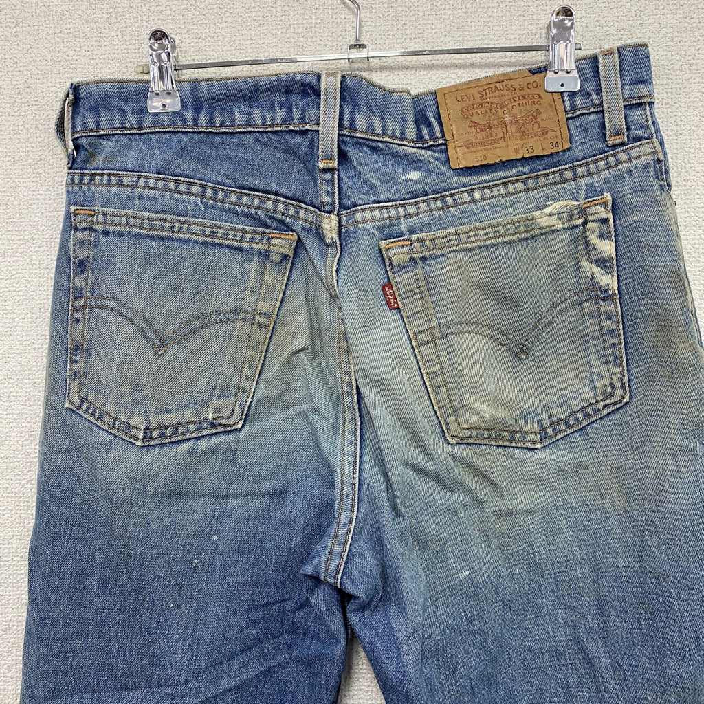 ～90s　Levi’s　リーバイス　510　デニムパンツ　ヴィンテージ　縦落ち　インディゴ　W33サイズ
