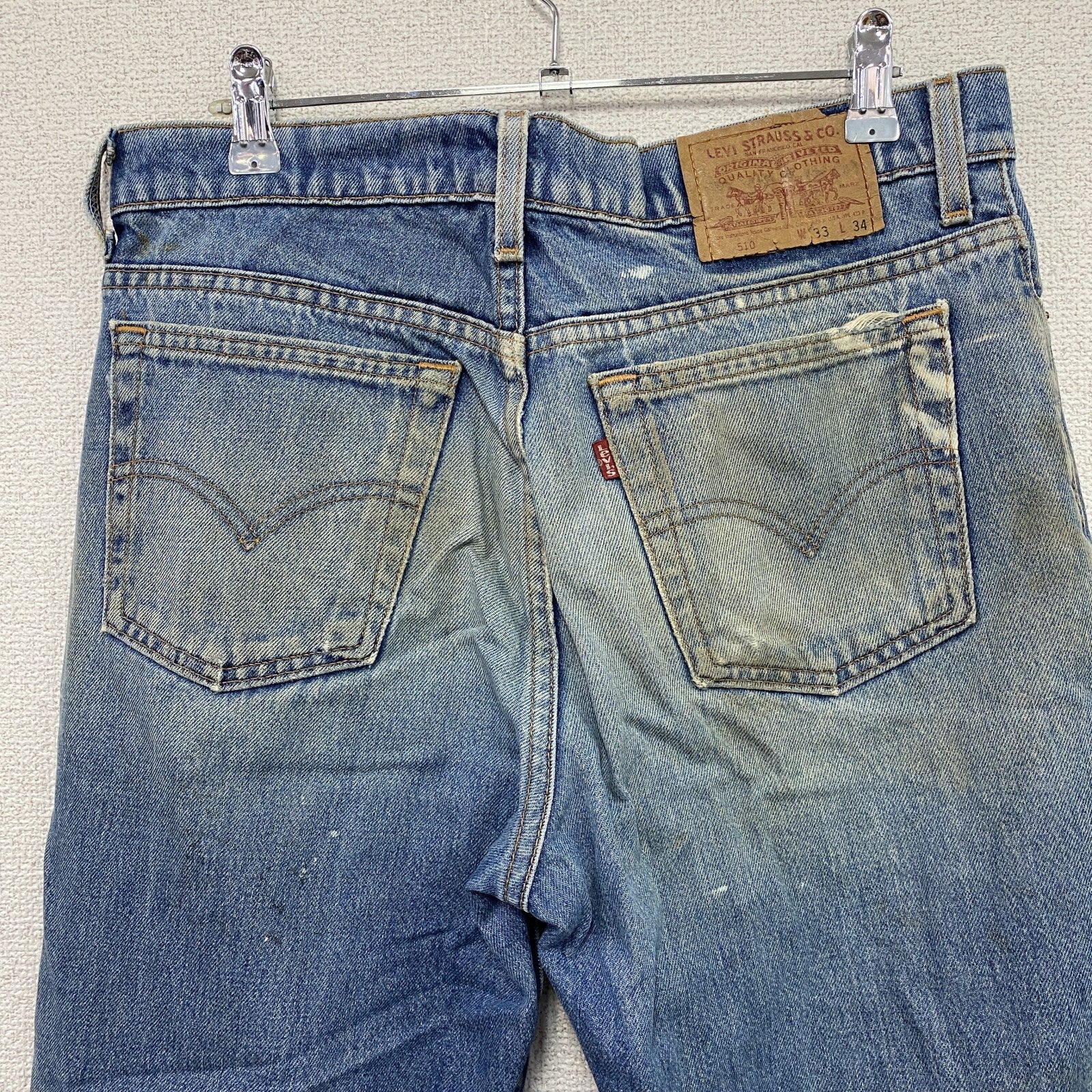 ～90s　Levi’s　リーバイス　510　デニムパンツ　ヴィンテージ　縦落ち　インディゴ　W33サイズ