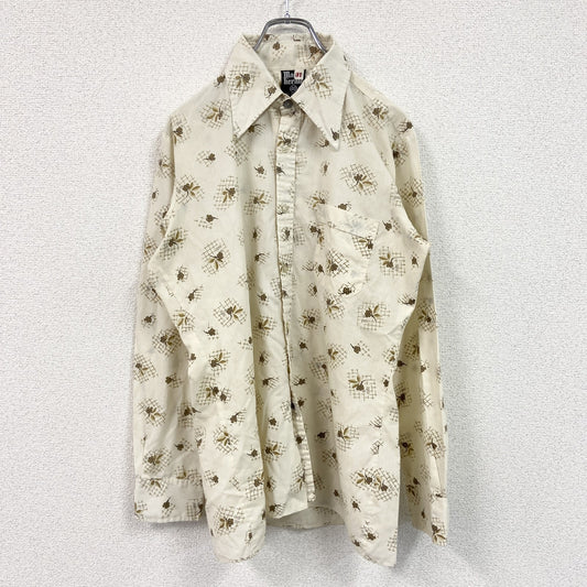 ～80s　maheram マヘラーム　長袖総柄シャツ　ヴィンテージ　黄色　イエロー　40サイズ