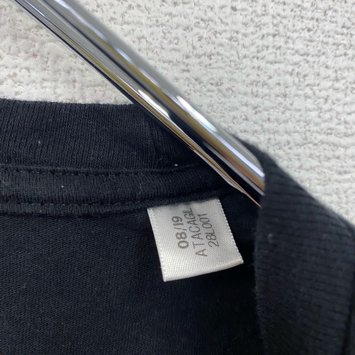 古着 used　adidas　アディダス　半袖プリントTシャツ　クルーネック　レトロデザイン　黒　ブラック　XLサイズ