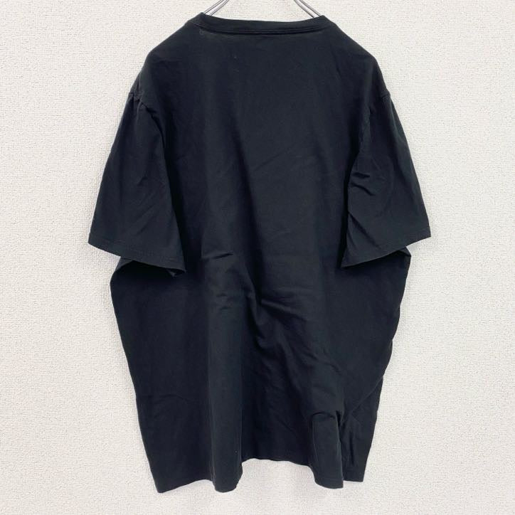 古着 used　adidas　アディダス　半袖プリントTシャツ　クルーネック　レトロデザイン　黒　ブラック　XLサイズ