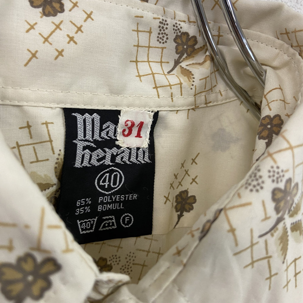 ～80s　maheram マヘラーム　長袖総柄シャツ　ヴィンテージ　黄色　イエロー　40サイズ