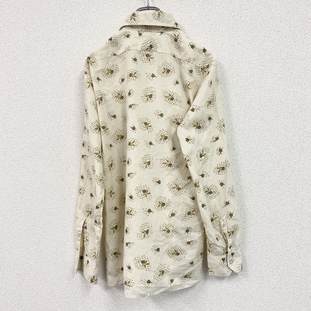 ～80s　maheram マヘラーム　長袖総柄シャツ　ヴィンテージ　黄色　イエロー　40サイズ