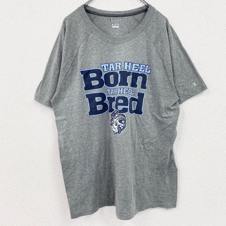 古着 used　champion　チャンピオン　半袖カレッジプリントTシャツ　クルーネック　ノースカロライナ大学　グレー　Lサイズ